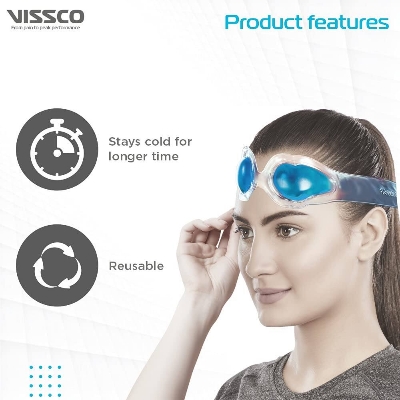 Picture of Vissco Cool Eyes (Gel), Eye Relaxing Mask For Puffy Tired Eyes, Dark Circles, Instant Pain Relief, Dry Eyes, Redness - Universal (Blue)