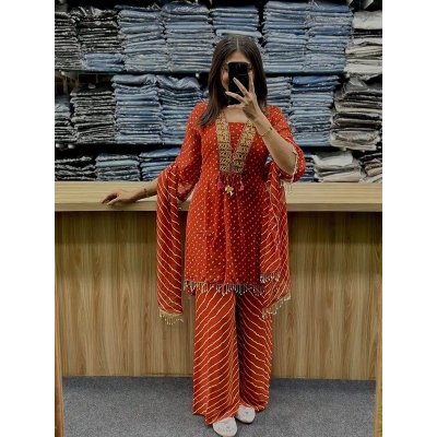 Picture of A To Z Mall New Collection Readymade Made by Georgette  Fevric Three Piece For girls