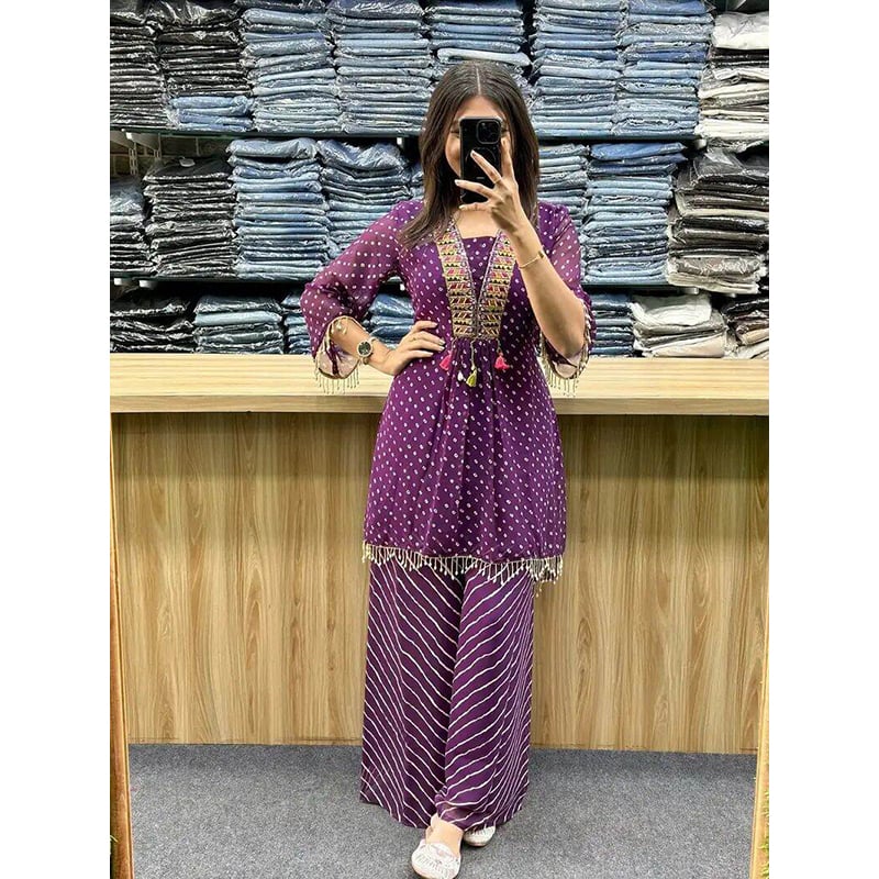 Picture of A To Z Mall New Collection Readymade Made by Georgette  Fevric Three Piece For girls