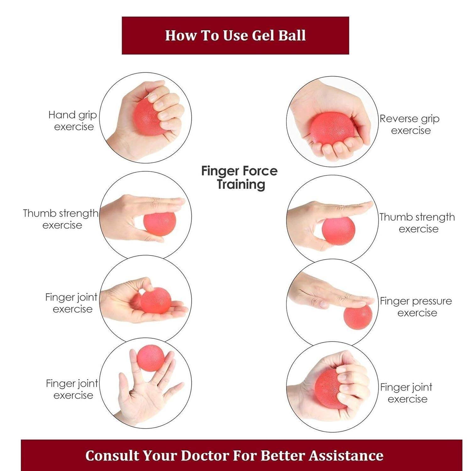 Picture of UM GEL BALL for Wrist Muscles Strengthening and Stress Relief Gel Ball for hand exercise Exercise Gel Ball for Wrist Muscles - Red - Int: One size