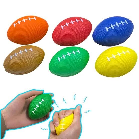 Picture of 12 piece Hand exercise rugby ball for relief from stress free Punch Ball , Squeeze ball soft ball - Multicolor