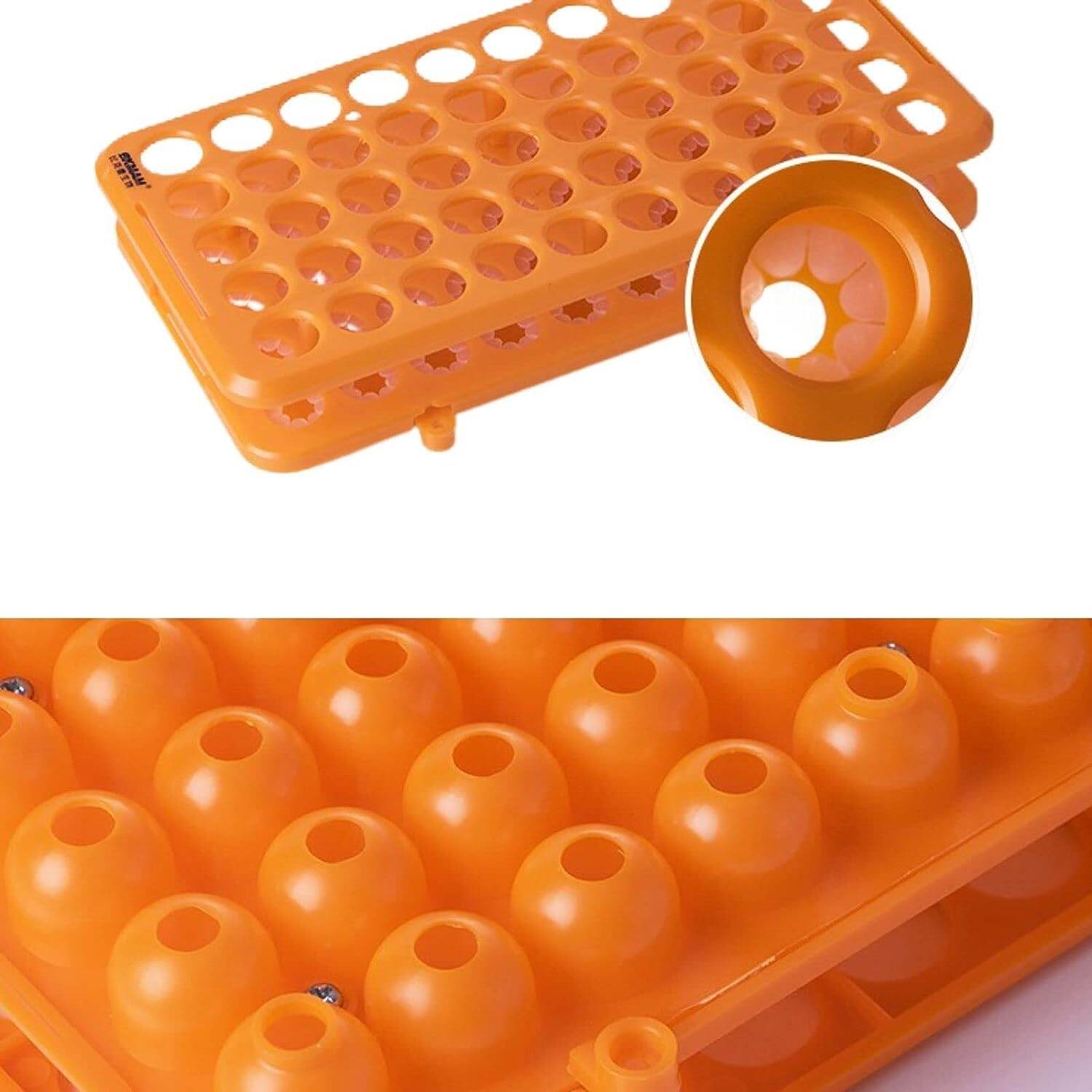 Picture of Plastic Test Tube Rack,Saim 50 Holes Lab Test Tube Rack Holder for 18mm Test Tubes,Orange |Blue