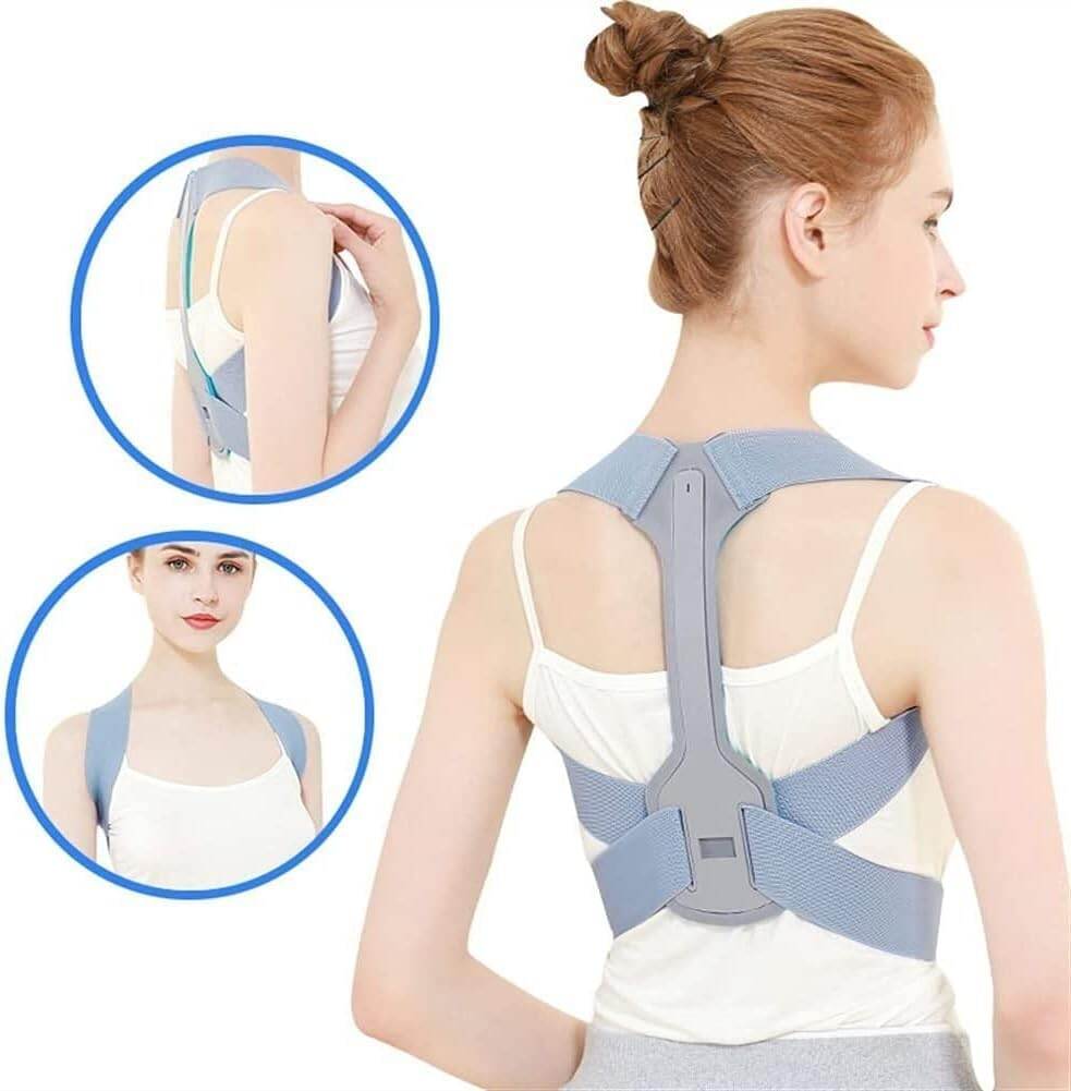 Picture of Posture Corrector Posture Correction Lower Back Pain Clavicle Spine Shoulder Support Belt Back Pain Relief Student/Adults/Unisex Easy to Use Back Posture (Color : Gray, Size : Medium) - Int: One size