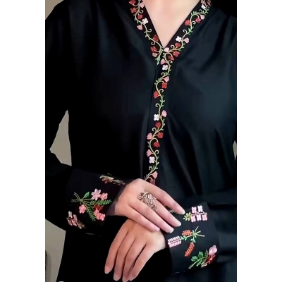 Picture of A To Z Mall Readymade Made By Cherry Fevric With Embrodiery Work Two Piece for Girls-Black