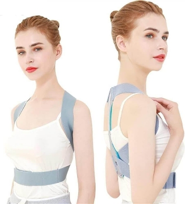 Picture of Posture Corrector Posture Correction Lower Back Pain Clavicle Spine Shoulder Support Belt Back Pain Relief Student/Adults/Unisex Easy to Use Back Posture (Color : Gray, Size : Medium) - Int: One size