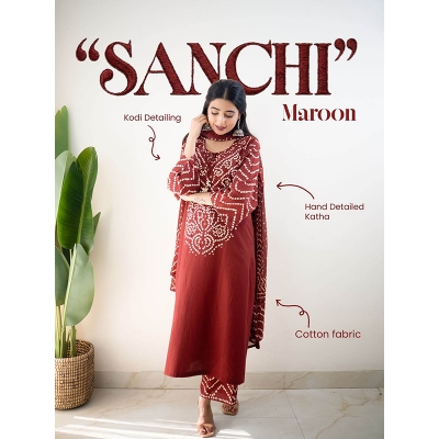 Picture of A To Z Mall Elegant Cotton Chunri Three-Piece Collection