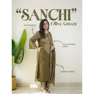 Picture of A To Z Mall Elegant Cotton Chunri Three-Piece Collection