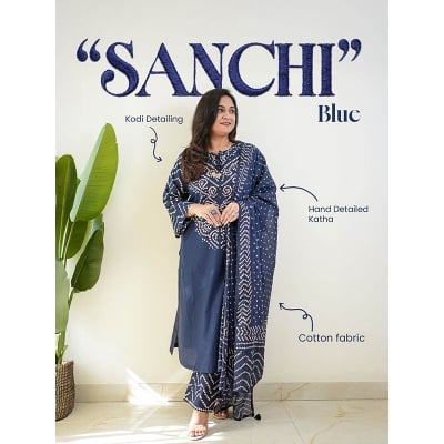 Picture of A To Z Mall Elegant Cotton Chunri Three-Piece Collection