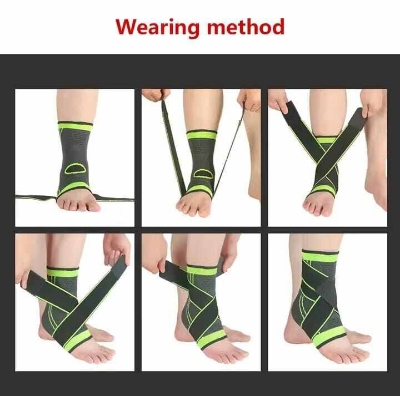 Picture of 1PC Pressurized Bandage Ankle Support Ankle Brace Protector Foot Strap Elastic Belt Fitness Sports Gym - Multicolor - Int: One size