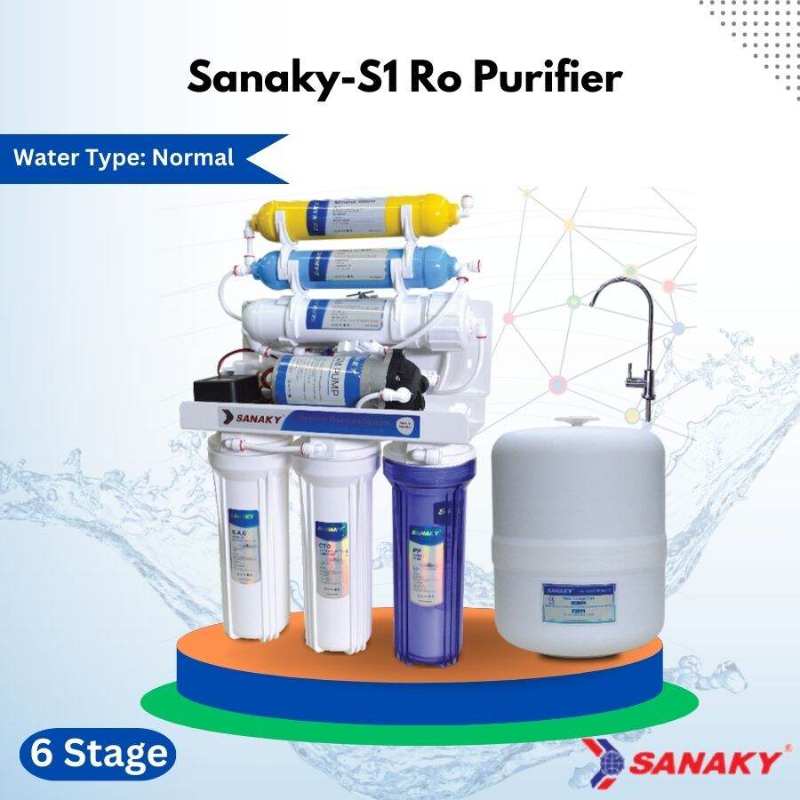 Picture of Sanaky S1 6 Stage Mineral Ro Water Purifier (Vietnam)- White (4.2G. Fiber Pressure Tank)