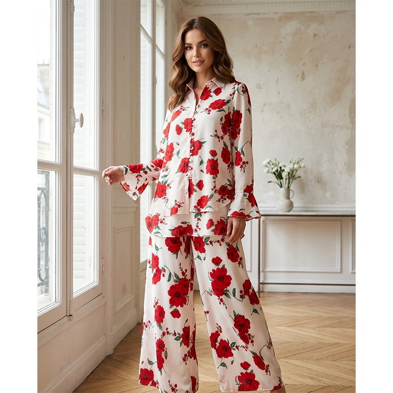 Picture of A To Z MAll New Collection Floral Two-Piece Set (Shirt + Pants) Women(Suit Only: 44)