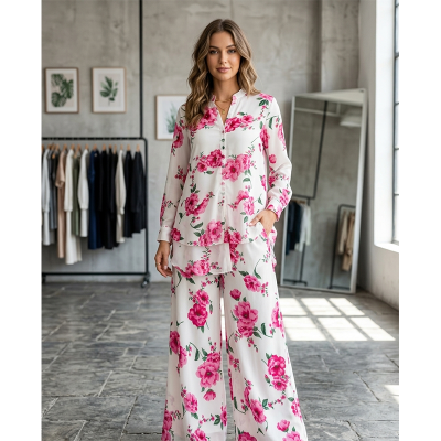 Picture of A To Z MAll New Collection Floral Two-Piece Set (Shirt + Pants) Women(Suit Only: 44)