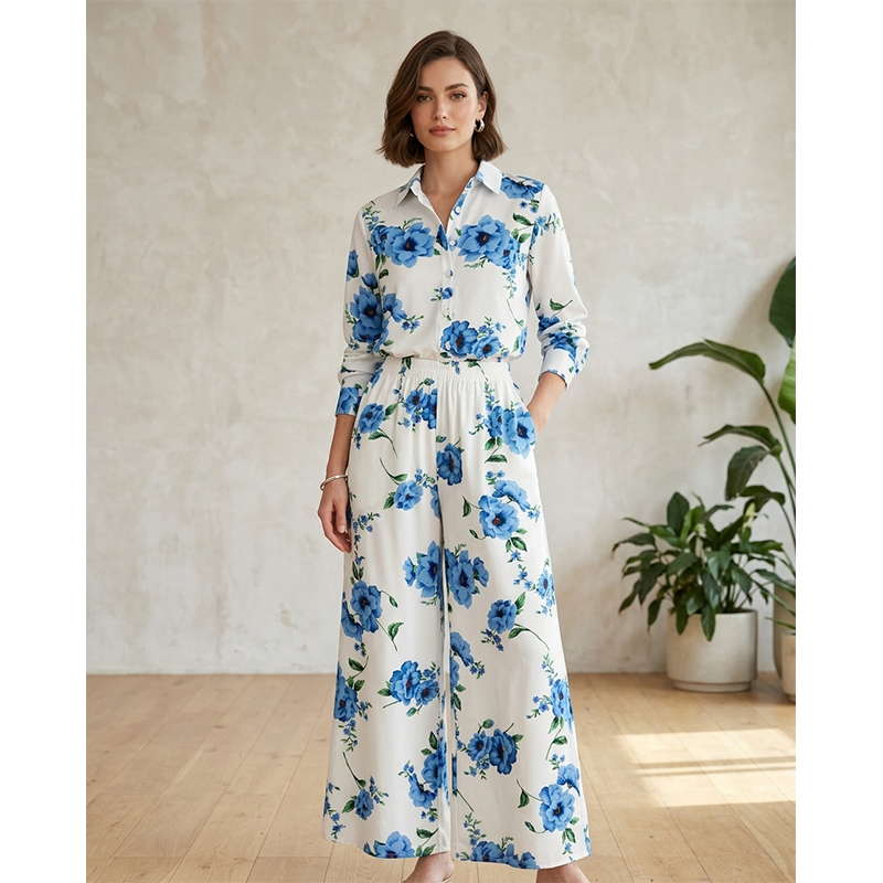 Picture of A To Z MAll New Collection Floral Two-Piece Set (Shirt + Pants) Women(Suit Only: 44)