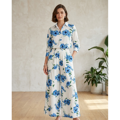 Picture of A To Z MAll New Collection Floral Two-Piece Set (Shirt + Pants) Women(Suit Only: 44)