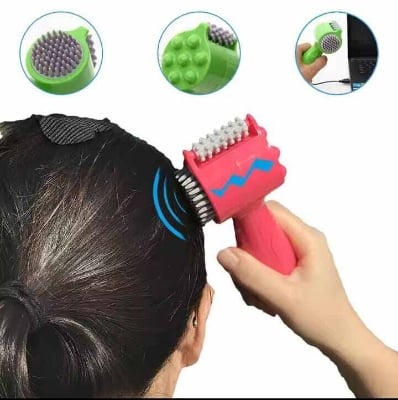 Picture of 4-In-1 Head Massager Electric Massage Roller Pounding Vibration Hammer Neck Lumbar Massage Relaxation Scalp Massage Comb Gift - Multicolor - Int: One size