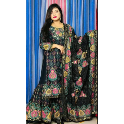Picture of Linen Salwar Kameez For Women-Matte Black(42)