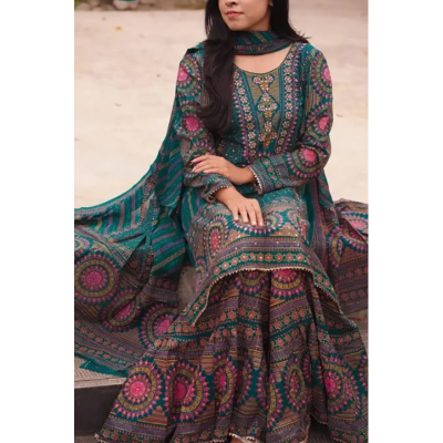 Picture of Comfortable Cotton Maroon Color Three Piece For Women-Green(42)