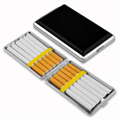 Picture of Metal Cigarete Case Box Holds 10 Cigaretes-Black