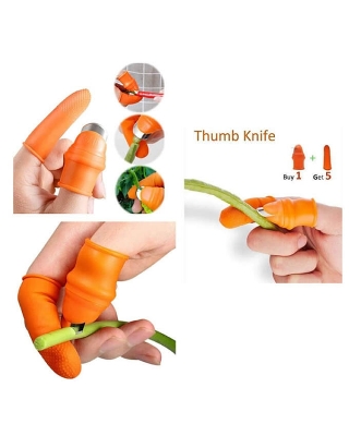 Picture of 5 in 1 Silicone Vegetable And Fruits Thumb Cutter Finger cutter-Orange