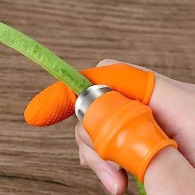 Picture of 5 in 1 Silicone Vegetable And Fruits Thumb Cutter Finger cutter-Orange