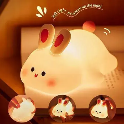 Picture of Rabbit LED Night Light Living Room Cute rabbit Plastic Lamp Bedside Decor Creative Kids Night Light Birthday Gift Cake Decor-Multicolor