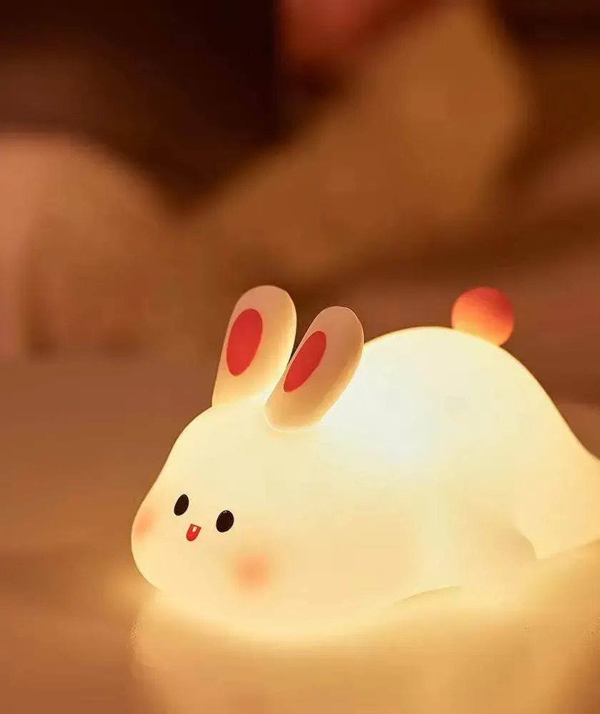 Picture of Rabbit LED Night Light Living Room Cute rabbit Plastic Lamp Bedside Decor Creative Kids Night Light Birthday Gift Cake Decor-Multicolor