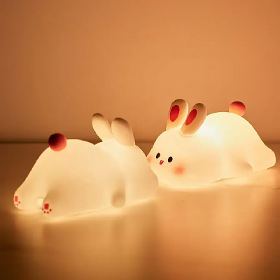 Picture of Rabbit LED Night Light Living Room Cute rabbit Plastic Lamp Bedside Decor Creative Kids Night Light Birthday Gift Cake Decor-Multicolor