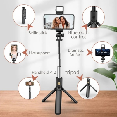 Picture of P20S Selfie Stick with LED Light-Black