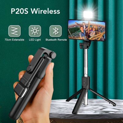 Picture of P20S Selfie Stick with LED Light-Black
