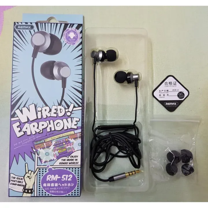 Picture of Original Remax RM-512 Wired Earphones – Stylish Metal Design, 3.5mm Jack, Superior Sound Quality-Multicolor