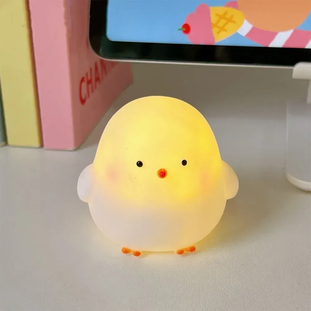 Picture of Cute Chicken Soft Lighting Small Night Light Bedside Lamp Decoration Bedroom Atmosphere Light Girl Children GIft-Multicolor