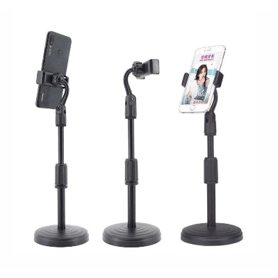 Picture of Mobile Phone Holder Height Adjustable Stand & 360° Rotatable for Live Streaming Shoot YouTube TikTok Video Round Base Smartphone - Mobile Stand-Black