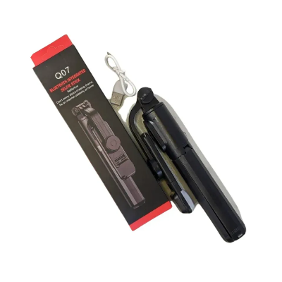 Picture of Q07 Selfie Stick Foldable Mini Tripod with Fill Light Bluetooth Remote Shutter Retractable Rod for Phone (100cm)-Black
