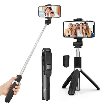 Picture of XT-02 Flexible 2 in 1 Bluetooth Selfie Stick Horizontal and Vertical Shooting Mobile Phone Tripod Remote Control Selfie Stand-Black