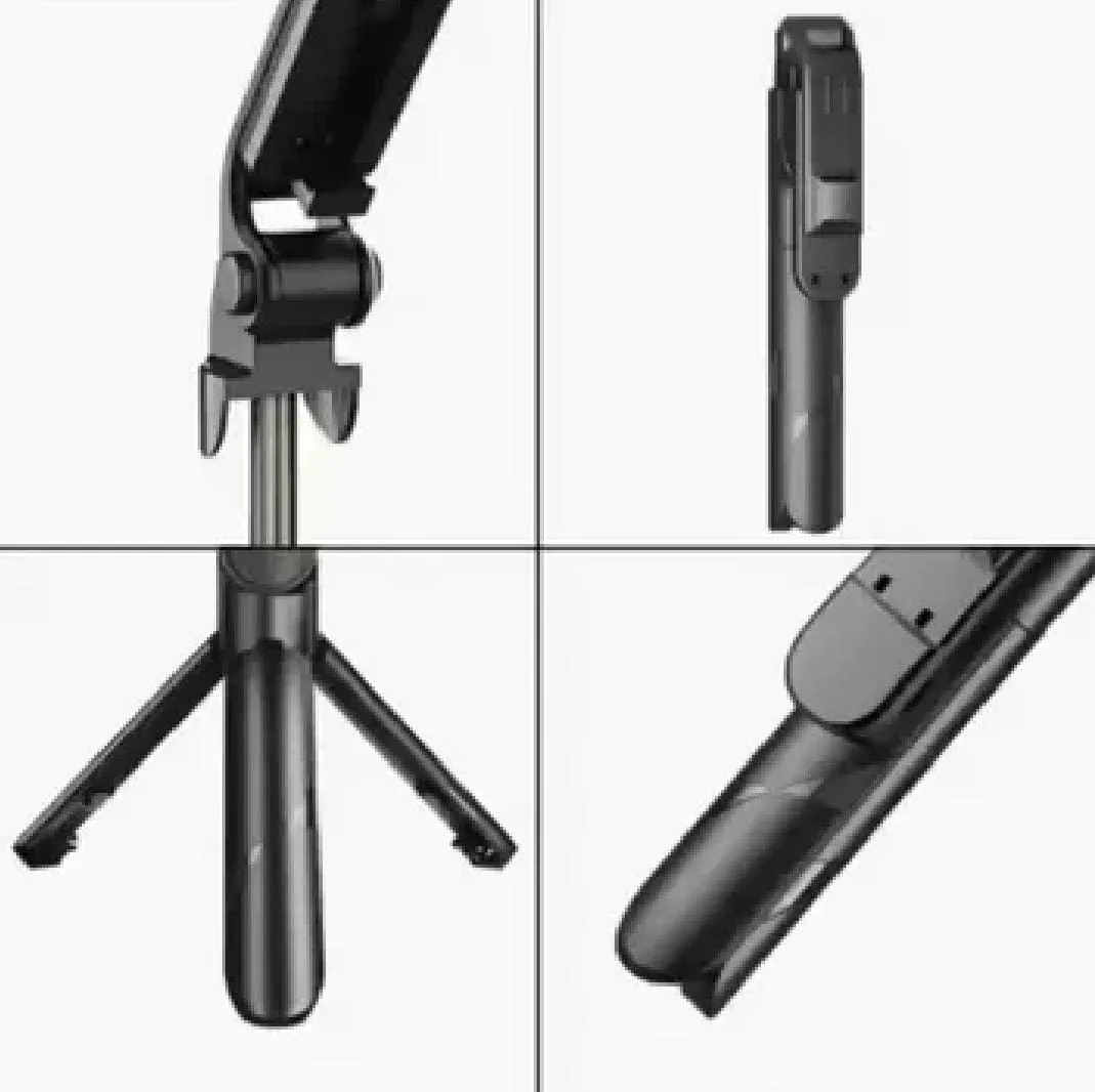 Picture of XT-02 Flexible 2 in 1 Bluetooth Selfie Stick Horizontal and Vertical Shooting Mobile Phone Tripod Remote Control Selfie Stand-Black