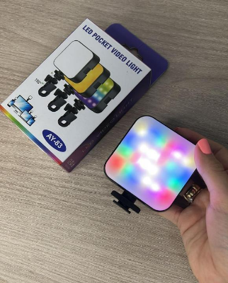 Picture of RGB Pocket LED Selfie Light for Mobile Phone,Laptop Clip Ring Flash Fill Video,Ringlight Photography Lamp - AY-83-Black