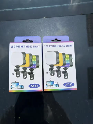 Picture of RGB Pocket LED Selfie Light for Mobile Phone,Laptop Clip Ring Flash Fill Video,Ringlight Photography Lamp - AY-83-Black