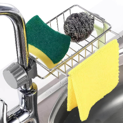 Picture of Stainless Steel Kitchen Sink Faucet Rack Organizer - Rustproof Space Saving Holder-Multicolor