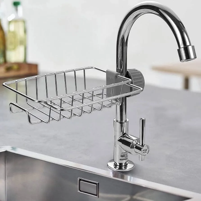 Picture of Stainless Steel Kitchen Sink Faucet Rack Organizer - Rustproof Space Saving Holder-Multicolor