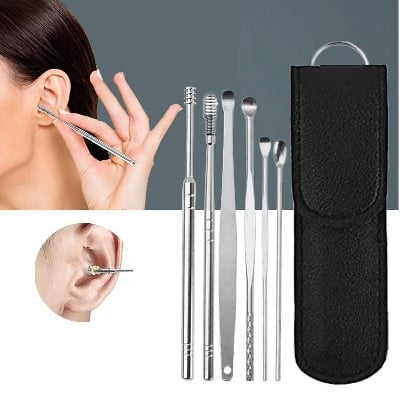 Picture of 6 pcs Ear Cleaner Set Stainless Steel With PU Lather Case