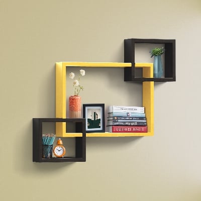 Picture of REGAL Wooden Wall Shelf Craft Items-HDC-301 (Wall Shelf) YELLOW & BLACK