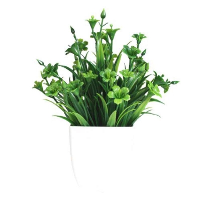Picture of Artificial  Grass - Table Desk Decoration Plants - Plastic Tree and grass - Artificial Green Tree - Xiaoding incense potted - Green
