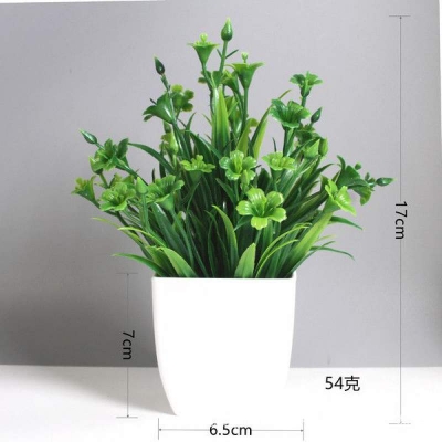 Picture of Artificial  Grass - Table Desk Decoration Plants - Plastic Tree and grass - Artificial Green Tree - Xiaoding incense potted - Green