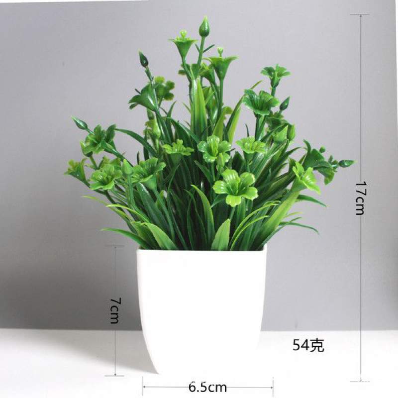 Picture of Artificial  Grass - Table Desk Decoration Plants - Plastic Tree and grass - Artificial Green Tree - Xiaoding incense potted - Green