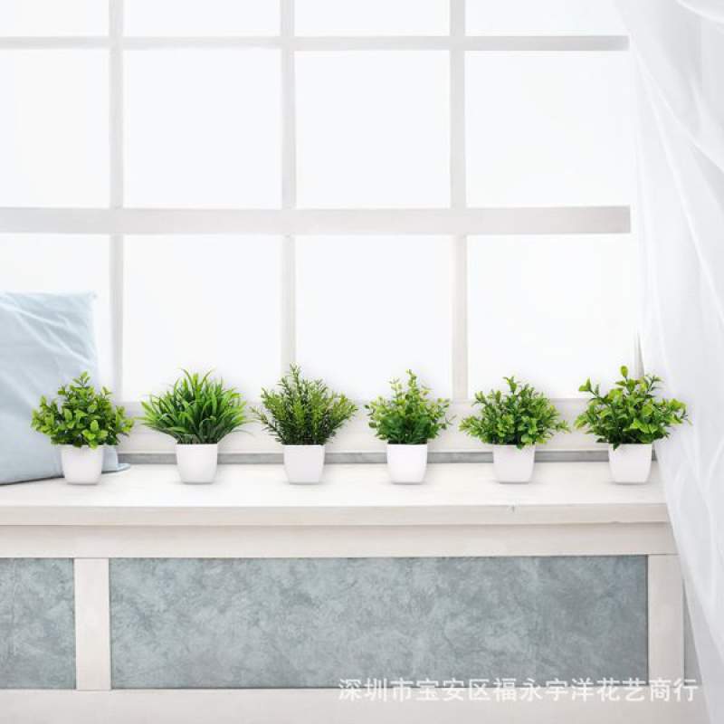 Picture of Artificial  Grass - Table Desk Decoration Plants - Plastic Tree and grass - Artificial Green Tree - Luohan grass potted - Green