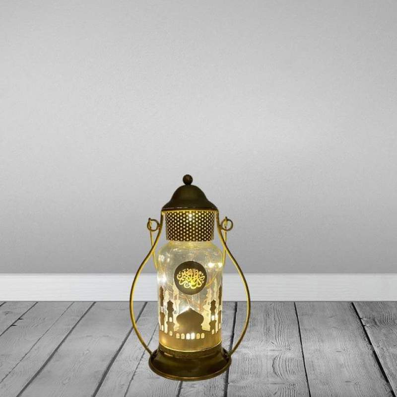 Picture of Big size Islamic Ramadan LED Light - 12 inches Long Metal & Glass Ramadan  LED Light - Gold
