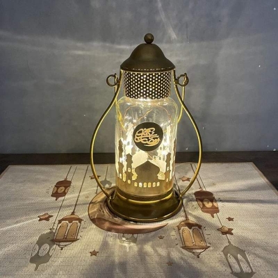 Picture of Big size Islamic Ramadan LED Light - 12 inches Long Metal & Glass Ramadan  LED Light - Gold