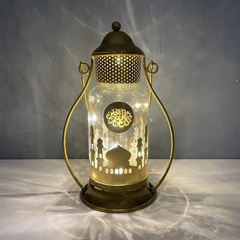 Picture of Big size Islamic Ramadan LED Light - 12 inches Long Metal & Glass Ramadan  LED Light - Gold
