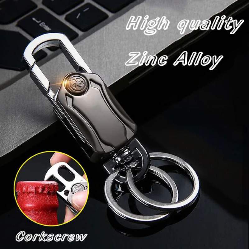 Picture of Multifunctional 4 in 1 Hi Quality Heavy Duty Keychain Corkscrew Cool Keychain 360 Degree Bearing Silent Rotation Design Key Ring Men's Fashion Key