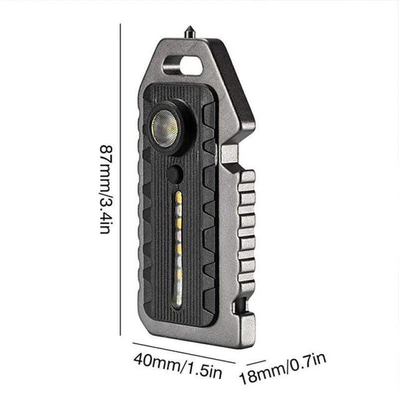 Picture of Portable 6 in 1 Lanyard Hole Survival Whistle Rechargeable Emergency  Camping LED Flashlight Key Chain